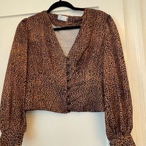 Animal print button blouse